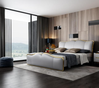 雙虎雙人沙發(fā)床：輕奢真皮雙人床，一下就能俘獲顏值控